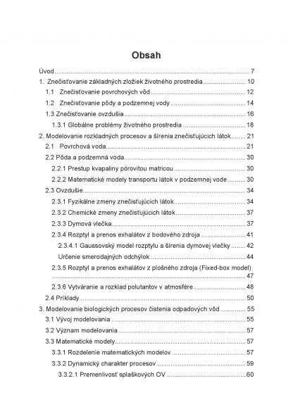 Modelovanie procesov ochrany zložiek životného prostredia